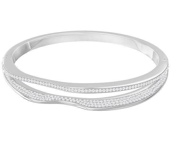 Swarovski Swarovski Hilly Narrow Bangle, White, Rhodium Plating White Rhodium-plated