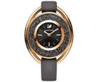 Swarovski Swarovski Crystalline Oval Watch, Leather Strap, Gray, Rose Gold Tone Teal Rose Gold-plated
