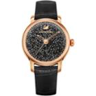 Swarovski Crystalline Hours Watch, Leather Strap, Black, Rose Gold Tone