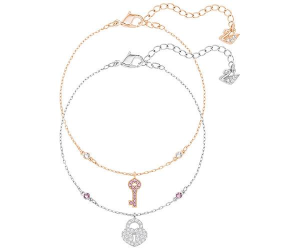 Swarovski Swarovski Crystal Wishes Key Bracelet Set, Pink Pink