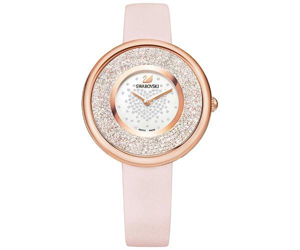 Swarovski Swarovski Crystalline Pure Watch, Leather Strap, Pink, Rose Gold Tone White Rose Gold-plated