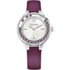 Swarovski Lovely Crystals Mini Watch, Leather Strap, Purple, Silver Tone
