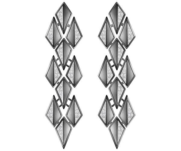 Swarovski Swarovski Ground Pierced Earrings, White, Ruthenium Plating White Rhodium-plated
