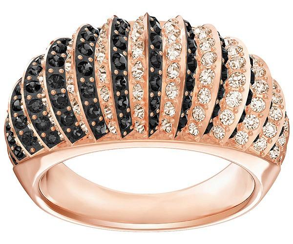 Swarovski Swarovski Luxury Domed Ring, Black, Rose Gold Plating Teal Rose Gold-plated