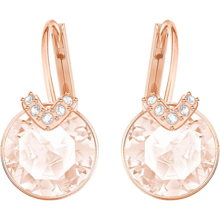 Swarovski Bella V Pierced Earrings, Pink, Rose Gold Plating