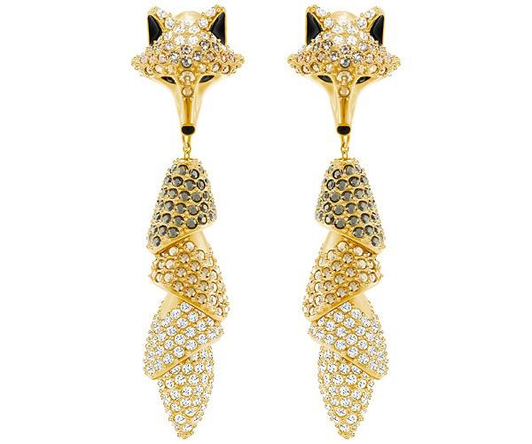 Swarovski Swarovski March Fox Pierced Earrings, Multi-colored, Gold Plating Light Multi Gold-plated
