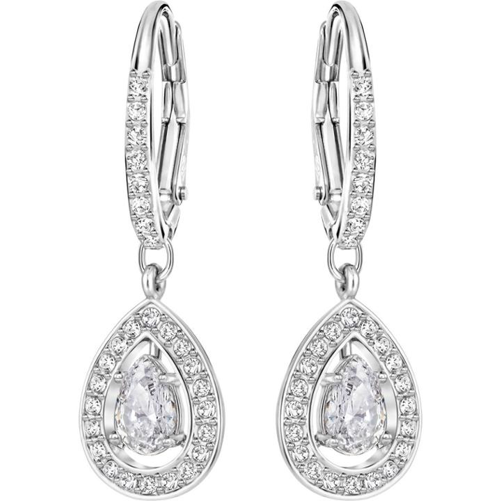 Swarovski Attract Pear Pierced Earrings, White, Rhodium Plating