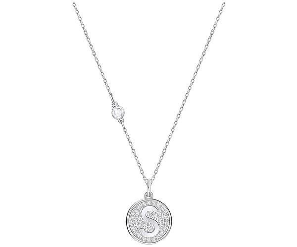 Swarovski Swarovski Letter S Pendant, White, Rhodium Plating White Rhodium-plated