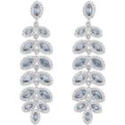 Swarovski Baron Pierced Earrings, Blue, Rhodium Plating