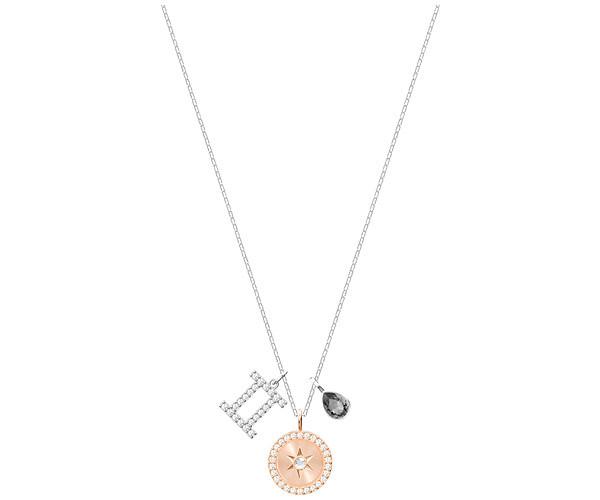 Swarovski Swarovski Zodiac Pendant, Gemini, Gray, Rhodium Plating Gray Rhodium-plated