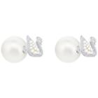 Swarovski Iconic Swan Stud Pierced Earrings, White, Rhodium Plating