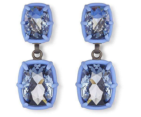 Swarovski Swarovski Atelier Swarovski By Rosie Assoulin, Jewel-y Mchue-y Drop Pierced Earrings Teal Rhodium-plated