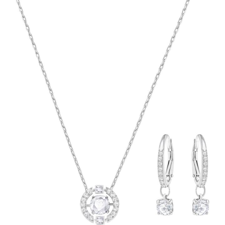 Swarovski Sparkling Dance Round Set, Small, White, Rhodium Plating