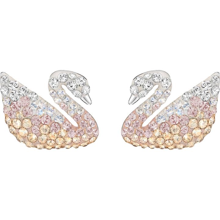Swarovski Iconic Swan Pierced Earrings, Large, Multi-colored, Rhodium Plating