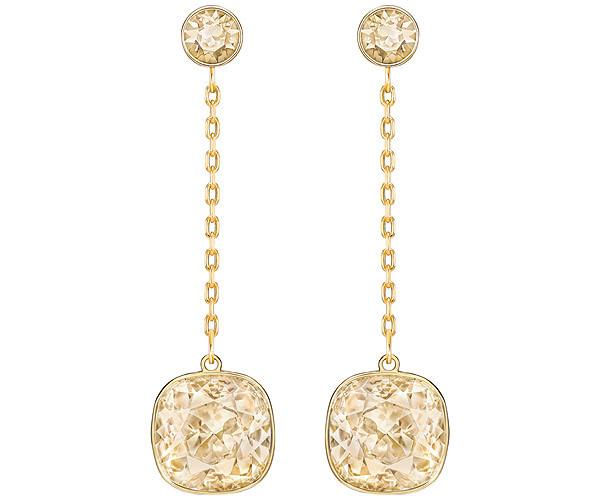 Swarovski Swarovski Lattitude Chain Pierced Earrings, Golden, Gold Plating Brown Gold-plated