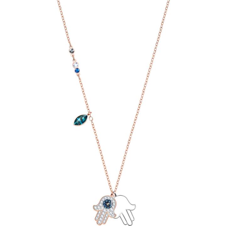 Swarovski Duo Hamsa Hand Pendant, Multi-colored, Mixed Plating