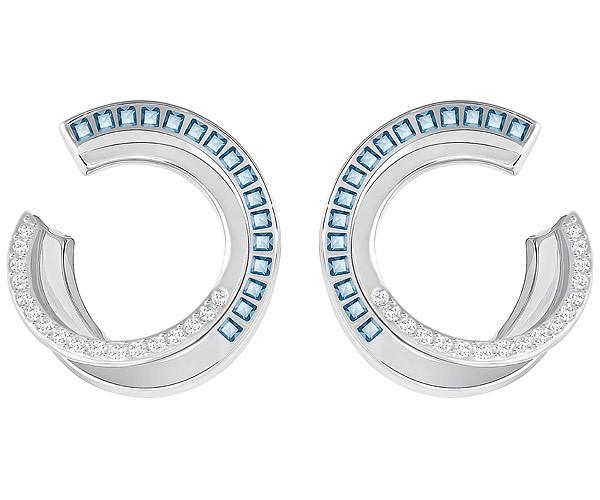 Swarovski Swarovski Hero Hoop Pierced Earrings, Teal, Rhodium Plating Teal Rhodium-plated