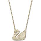Swarovski Swan Necklace, White, Gold Plating