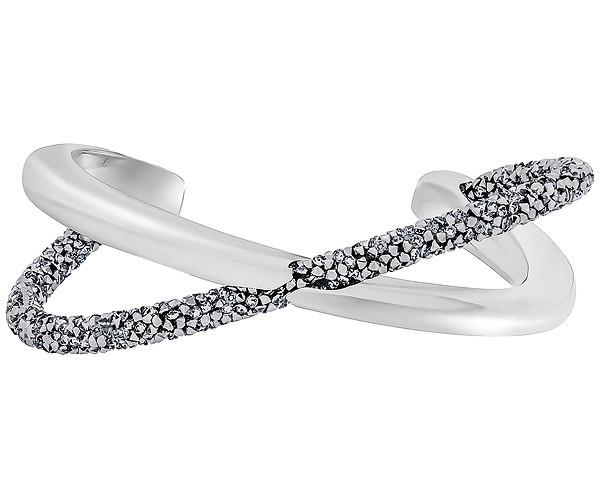 Swarovski Swarovski Crystaldust Cross Cuff, Gray, Stainless Steel Gray Stainless Steel