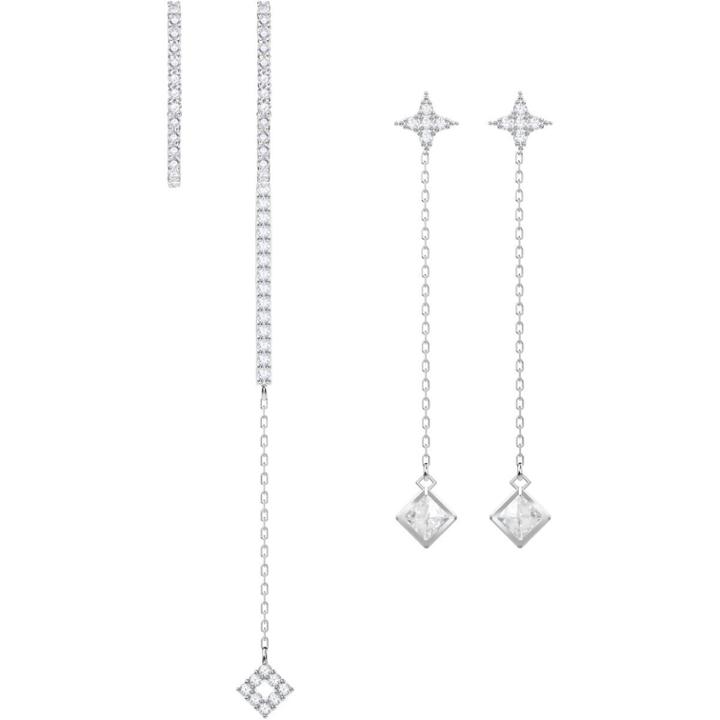 Swarovski Vittore Pierced Earring Set, White, Rhodium Plating