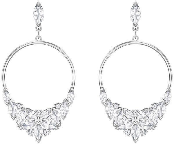 Swarovski Swarovski Lady Frontal Hoop Pierced Earrings, White, Rhodium Plating White Rhodium-plated