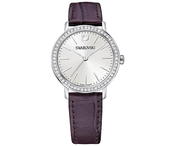 Swarovski Swarovski Graceful Mini Watch, Leather Strap, Violet, Silver Tone White Stainless Steel