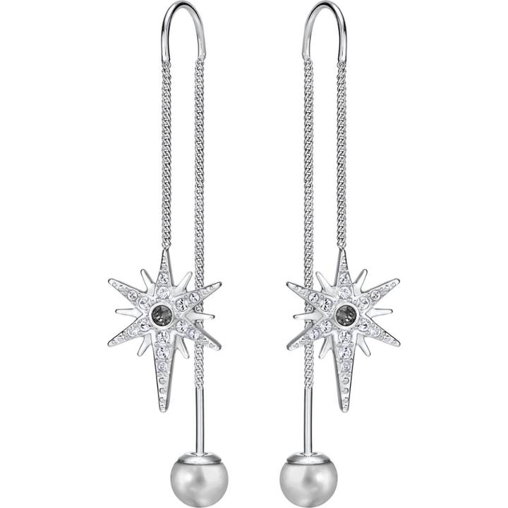Swarovski Fantastic Chain Pierced Earrings, White, Rhodium Plating