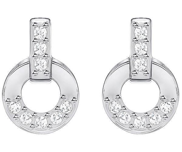 Swarovski Swarovski Circle Stud Pierced Earrings, White, Rhodium Plating White Rhodium-plated
