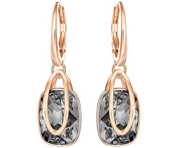 Swarovski Swarovski Holding Pierced Earrings, Gray, Rose Gold Plating Gray Rose Gold-plated