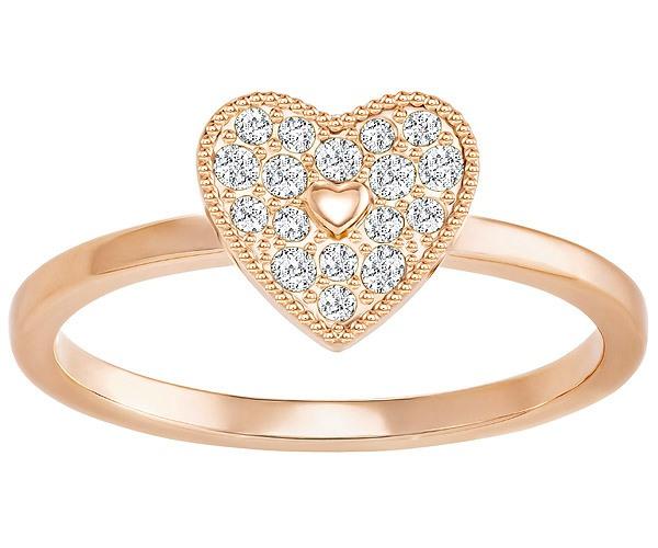 Swarovski Swarovski Field Folded Heart Ring, White, Rose Gold Plating Pink Rose Gold-plated