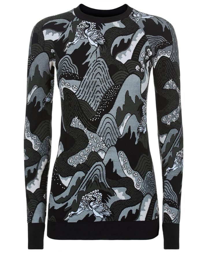 Sweaty Betty Japanese Landscape Seamless Long Sleeve Base Layer Top