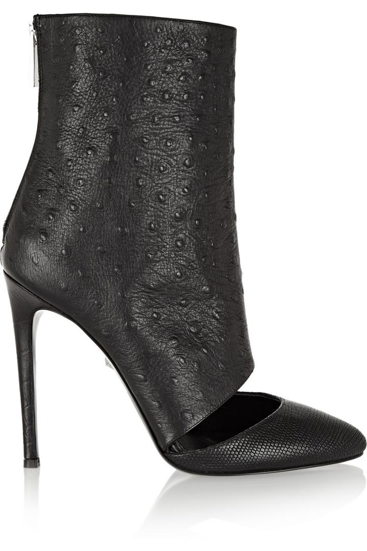 Just Cavalli Cutout Textured-leather Boots