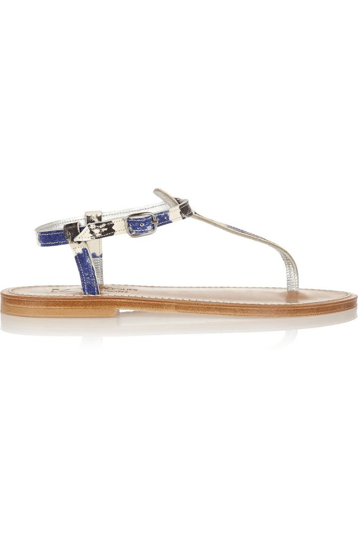 K Jacques St Tropez Picon Andry Printed Snake-effect Leather Sandals