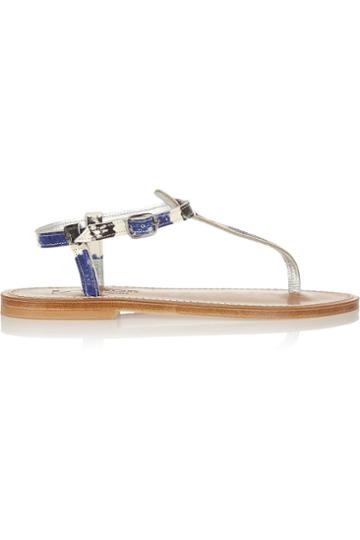 K Jacques St Tropez Picon Andry Printed Snake-effect Leather Sandals