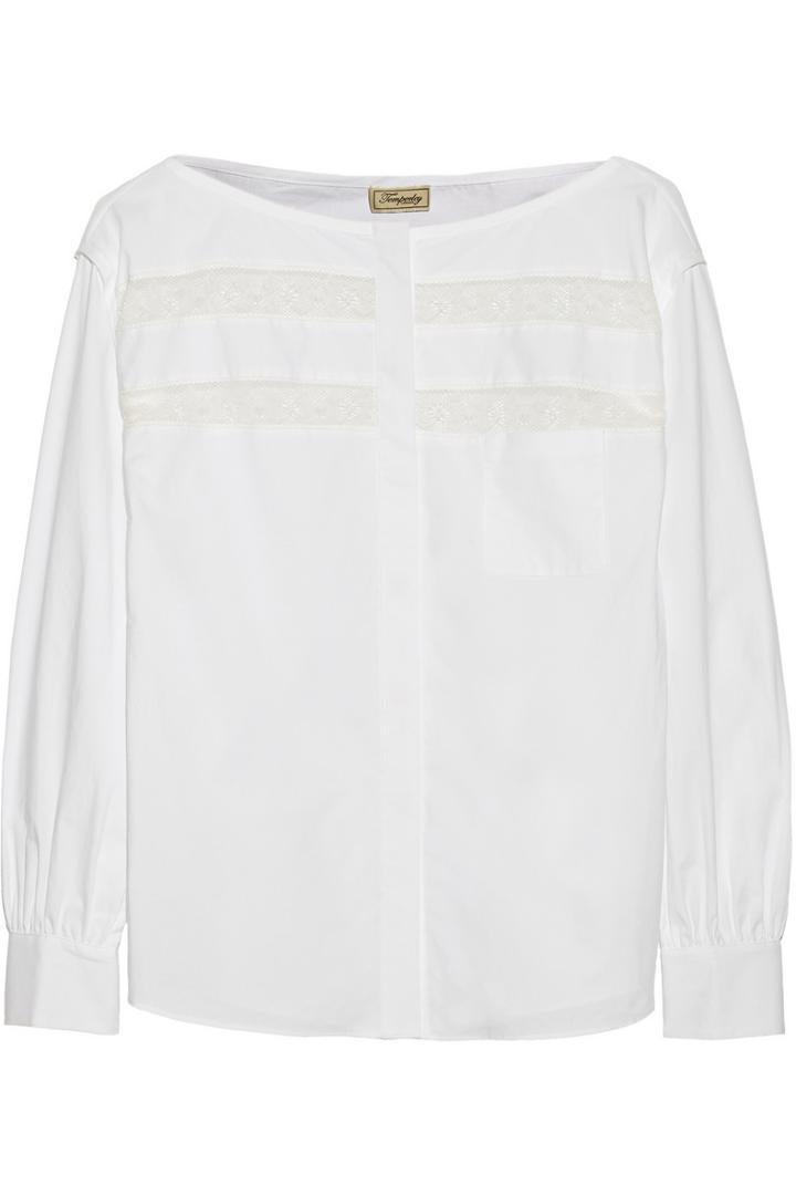 Temperley London Sacha Lace-paneled Cotton Top