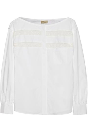 Temperley London Sacha Lace-paneled Cotton Top