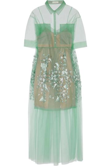 Delpozo Oversized Embroidered Tulle Gown