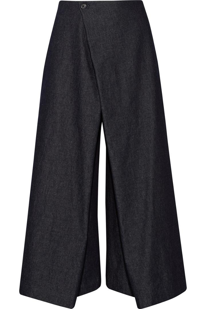 Usd Institution Wrap-front Denim Culottes