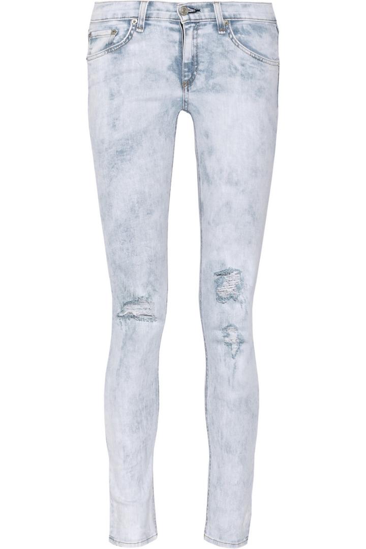 Rag & Bone Jean Distressed Mid-rise Skinny Jeans