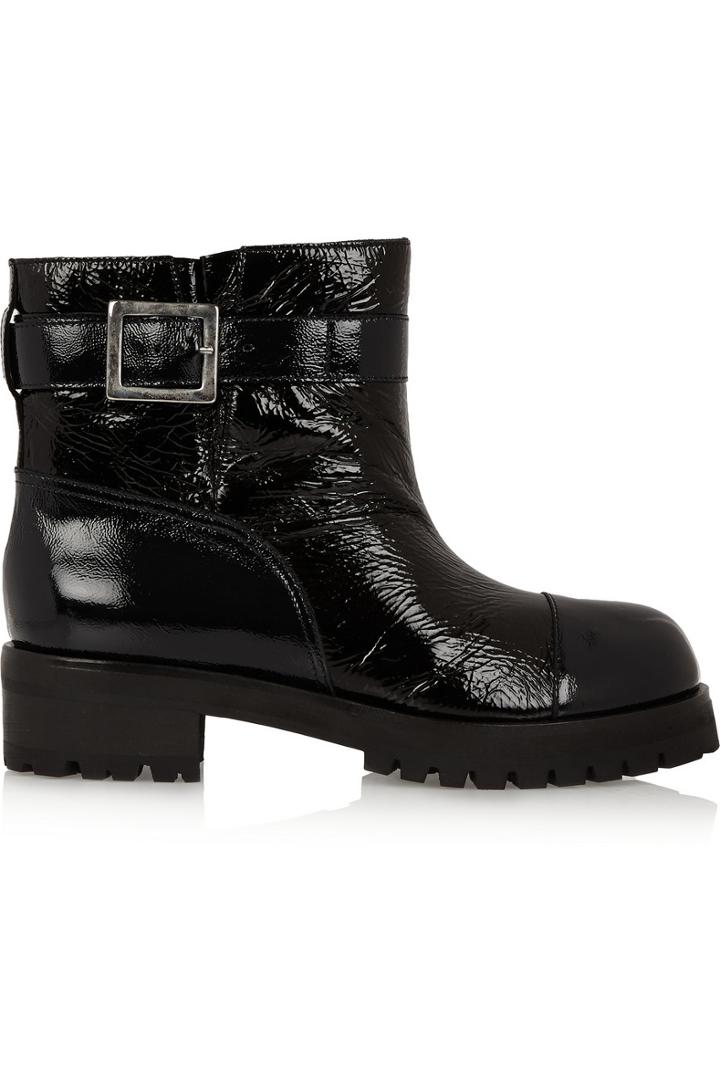 Marni Textured Patent-leather Ankle Boots