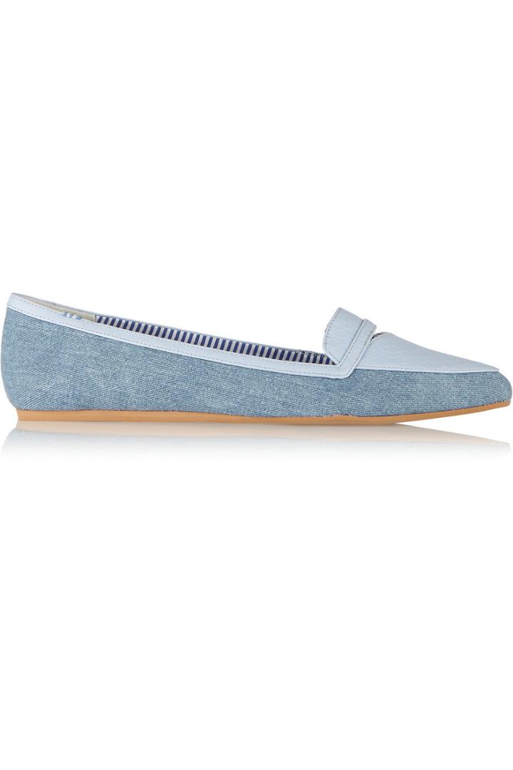 Charles Philip Shanghai Inna Paneled Denim Loafers