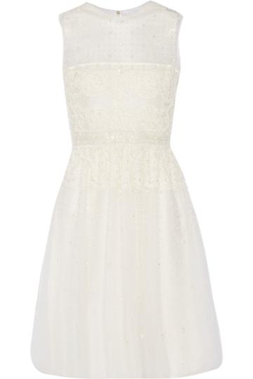 Valentino Lace-paneled Embellished Tulle Mini Dress