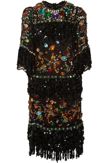 Dolce & Gabbana Crystal And Sequin-embellished Lace Dress
