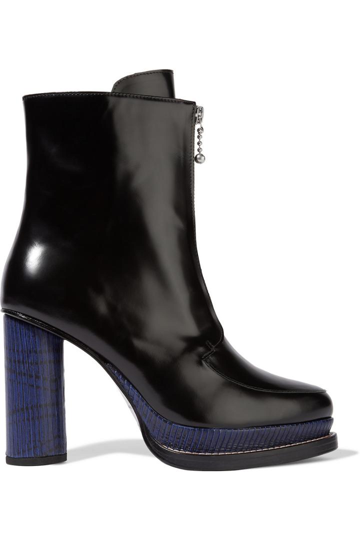 Opening Ceremony Glossed-leather Platform Ankle Boots