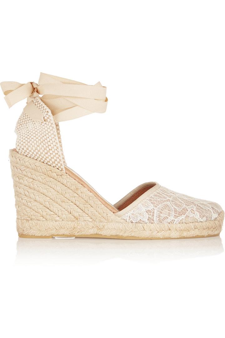 Usd Lace And Mesh Wedge Espadrille Sandals