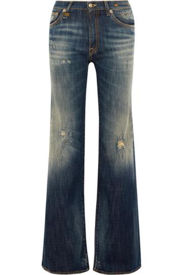 R13 The Jane Distressed Mid-rise Flared Jeans