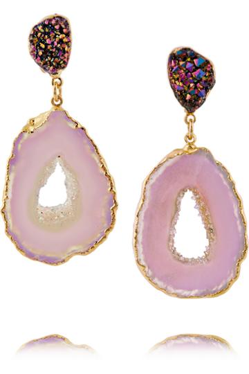 Dara Ettinger Adelaide Gold-plated Druzy And Geode Earrings