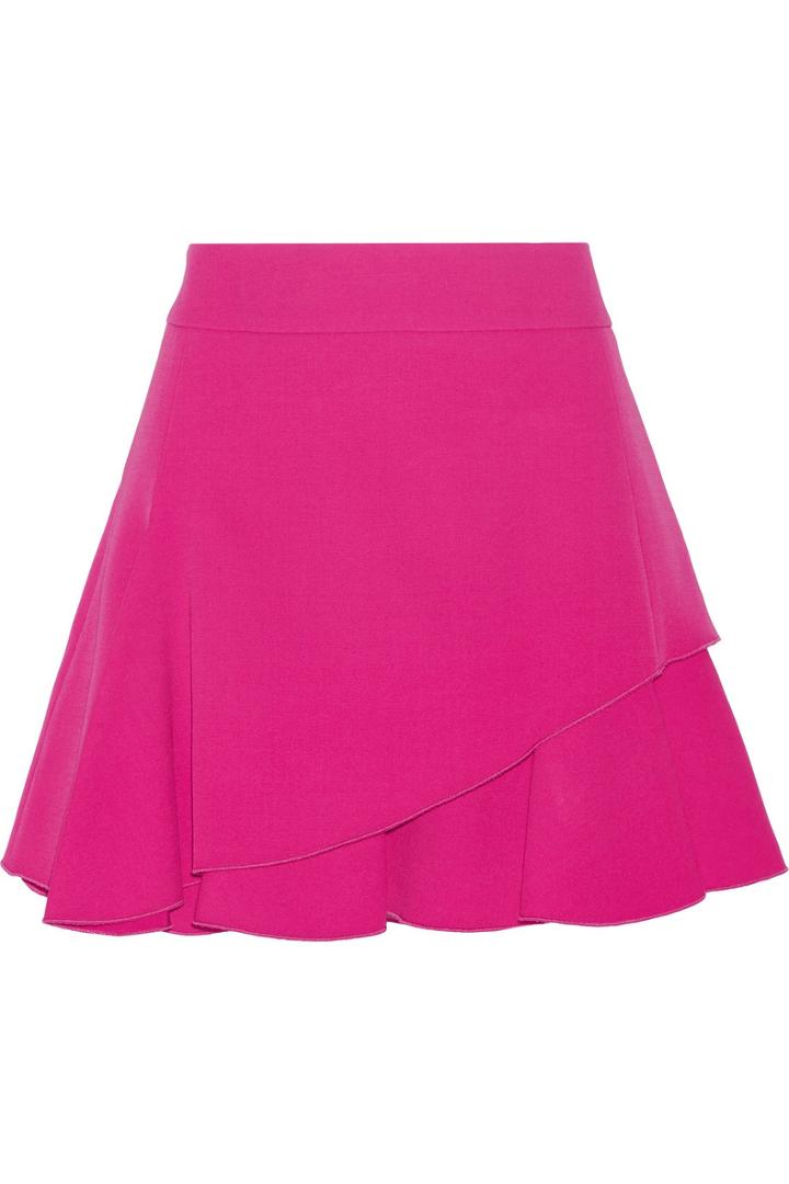 Victoria Beckham Layered Ruffled Silk And Wool-blend Mini Skirt