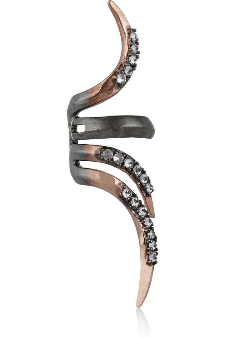 Katie Rowland Zelle Dip-dyed Rose Gold And Rhodium-plated Ear Cuff