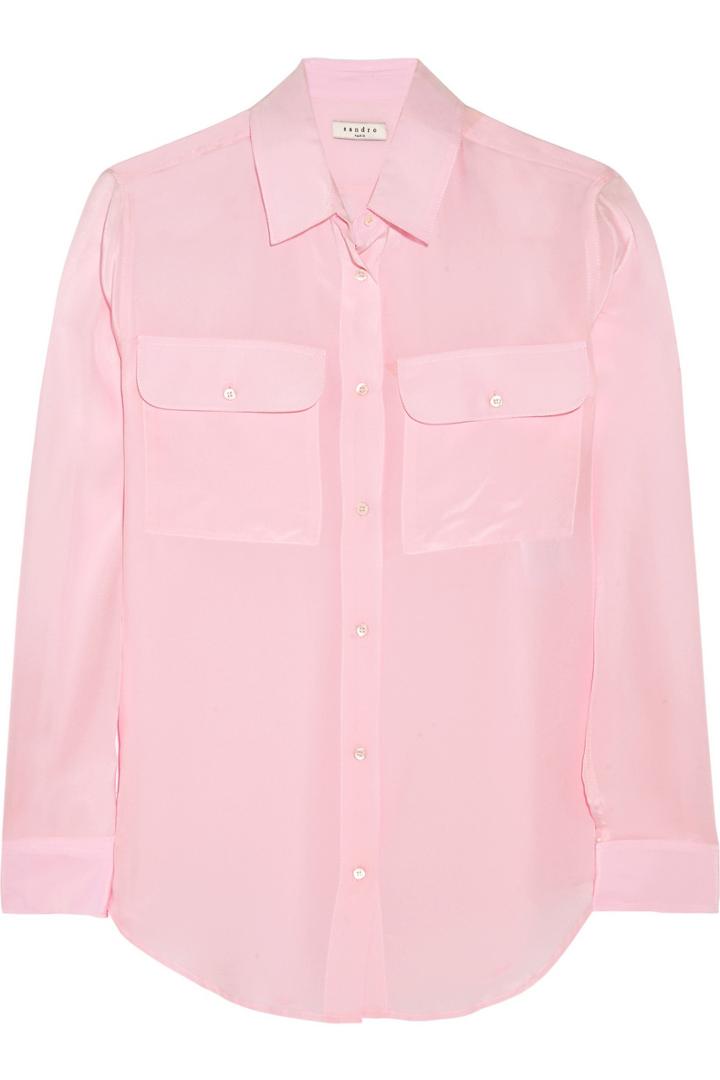 Sandro Chanson Washed-silk Shirt